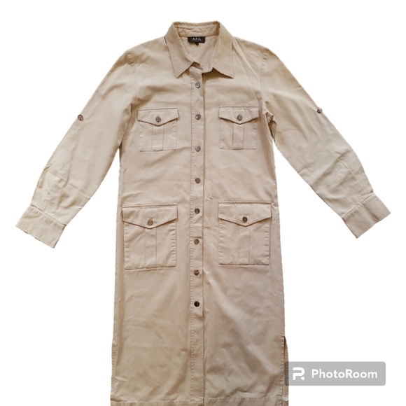 COPY - A.P.C. Paris Nude Button Up Trench Coat Size Large - Picture 1 of 3
